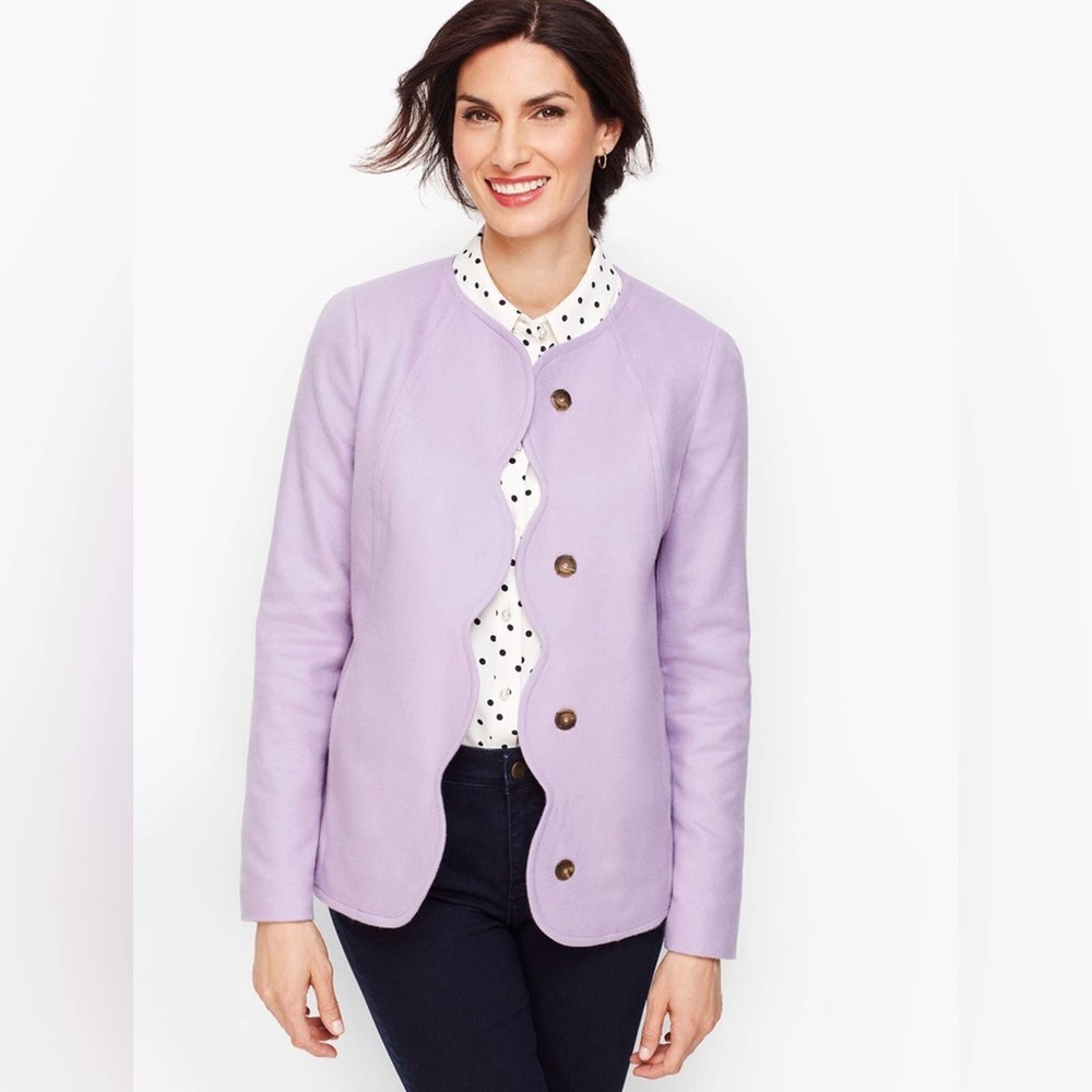 Talbots Brushed Italian Wool Scallop Edge Blazer Jacket Size 8